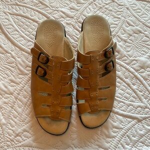 SAS Tango Slide Leather Sandals with Black Buckles